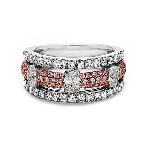 Charles Krypell White & Pink Diamond Band 3-9302-WOVWP