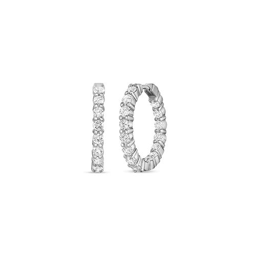 Roberto Coin Small Inside Outside Perfect Diamond Hoop Earrings in 18K White Gold