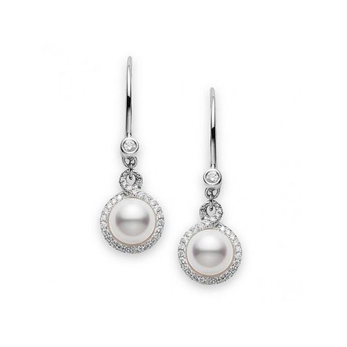 Mikimoto Akoya Pearls 7mm & Diamond White Gold Dangle Earrings