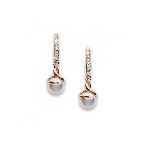 Mikimoto Akoya Pearls 7mm & Diamond Rose Gold Twist Earrings