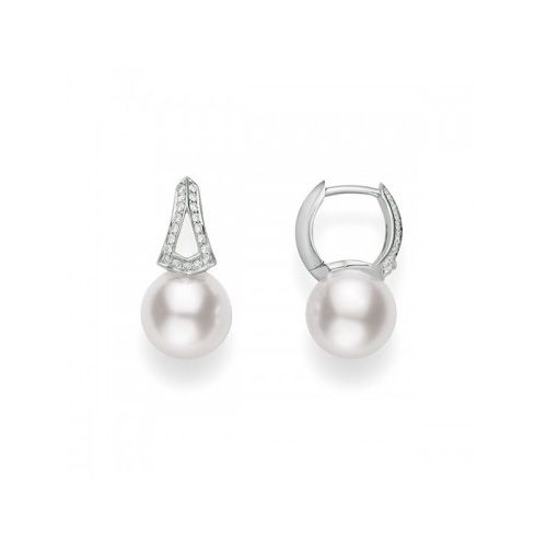 Mikimoto Akoya Pearl Diamond Earrings in White Gold