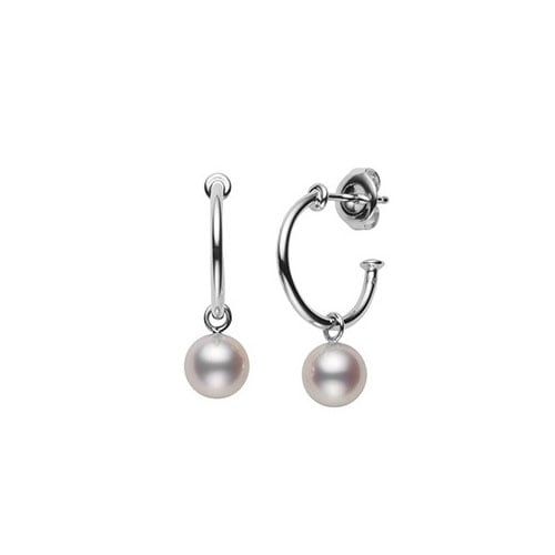 Mikimoto Classic Akoya Pearl & White Gold Hoop Earrings 7mm