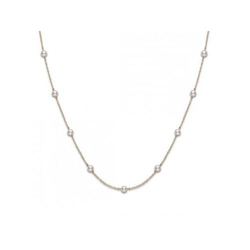Mikimoto Akoya Pearl 5.5mm 18"Station Yellow Gold Necklace