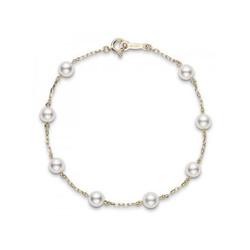 Mikimoto Akoya Pearl 5 x 5.5mm Yellow Gold Station Bracelet