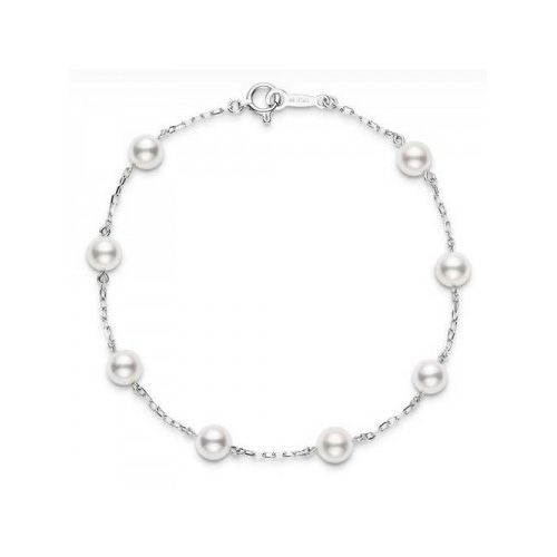 Mikimoto Akoya Pearl 5 x 5.5mm Station White Gold Bracelet