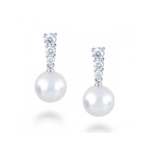 Mikimoto Akoya Pearl 9-9.5mm & Diamond Drop Earrings