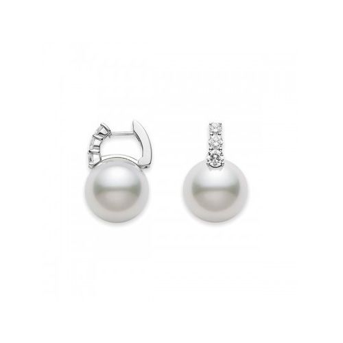 Mikimoto White South Sea Pearl & Diamond Hoop