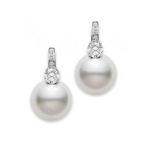 Mikimoto Moonlight White South Sea Pearl and Diamond Earrings