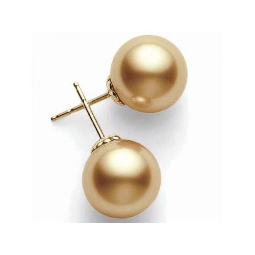 Mikimoto Golden South Sea Pearl 11mm A+ Yellow Gold Stud Earrings