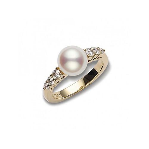 Mikimoto Morning Dew Akoya Pearl Diamond Ring PRA 538D K