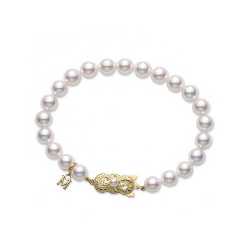 Mikimoto Akoya Pearl 7-7.5mm A+ Yellow Gold Bracelet