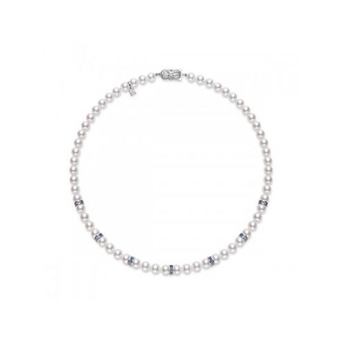 Mikimoto Elements of Life Akoya Pearl 7-7.5mm A+ and Blue Sapphire Strand