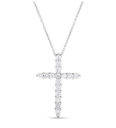 Roberto Coin 18K White Gold Diamond Cross Necklace
