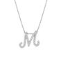 Roberto Coin Tiny Treasures Cursive Diamond M Initial Necklace in 18K White Gold