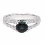 Propose Tonight Round Sapphire Center Diamond Side Engagement Ring