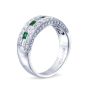 JB Star Diamond And Emerald Platinum Wedding Band 0543-063