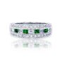 JB Star Diamond And Emerald Platinum Wedding Band 0543-063