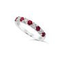 White Gold Alternating Red Ruby & Diamond Stackable