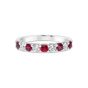 White Gold Alternating Red Ruby & Diamond Stackable