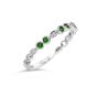 White Gold Green Tsavorite & Diamond Milgrain Stackable
