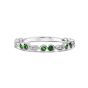 White Gold Green Tsavorite & Diamond Milgrain Stackable