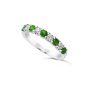 White Gold Alternating Green Tsavorite & Diamond Stackable