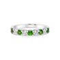 White Gold Alternating Green Tsavorite & Diamond Stackable