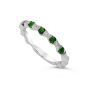 White Gold Green Tsavorite & Diamond Wave Stackable Ring
