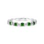 White Gold Green Tsavorite & Diamond Wave Stackable Ring
