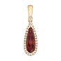 James Free 14K Yellow Gold Halo Pear Shaped Garnet And Diamond Pendant