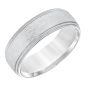 James Free 14K White Gold Double Milgrain Crystalline Finish 7MM Men's Band 