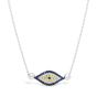 14kt White Gold Diamond & Sapphire with Gold Beads Evil Eye Necklace