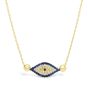 14kt Yellow Gold Diamond & Sapphire with Gold Beads Evil Eye Necklace