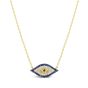 14kt Yellow Gold Diamond & Sapphire Evil Eye Necklace
