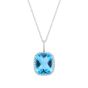 James Free White Gold Cushion Blue Topaz and Diamond Necklace