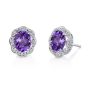James Free Jewelers White Gold Diamond & Amethyst Stud Earrings