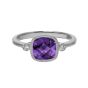 James Free Jewelers White Gold Cushion Amethyst & Bezel Set Diamond Ring