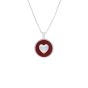 AHA Sterling Silver Red Enamel Puffed Heart Pendant Necklace