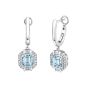James Free 14K White Gold Aquamarine Halo Diamond Earrings