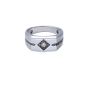 James Free14K White Gold Black and White Diamond .58ctw Signet Ring