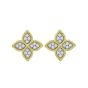 Roberto Coin Princess Medium Diamond Flower Earrings in 18K Yellow Gold