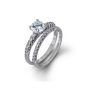 Simon G 18K White Gold Diamond Pave Engagement & Wedding Set	