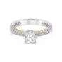 Simon G 18K Gold Three Side Milgrain Diamond Pave Engagement Ring With Swirl Undergallery