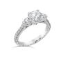 Jack Kelege 18K White Gold Triple Diamond & Pave Engagement Ring KGR1041