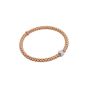 FOPE Flex'it Solo 18K Rose Gold Bracelet With White Gold and Diamond Pave Rondel 634B PAVEM