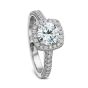 Prescision Set 18K White Gold Cushion Halo Engagement Ring Setting 712418W