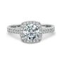 Prescision Set 18K White Gold Cushion Halo Engagement Ring Setting 712418W