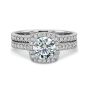 Prescision Set 18K White Gold Cushion Halo Engagement Ring Setting 712418W