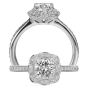 Ritani 18k White Gold Floral Diamond Halo Semi-Mount