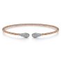 Gabriel & Co. 14K Rose Gold Bujukan Bead Cuff Bracelet with Diamond Pavé Teardrops BG4230-65K45JJ
